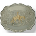 Special Digitized Belt Buckle w/ Swirl & Floral Design